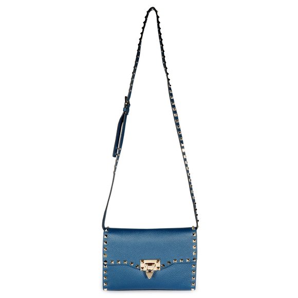 Valentino Navy Grainy Calfskin Rockstud Medium Crossbody Bag - Picture 4 of 7